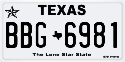 TX license plate BBG6981