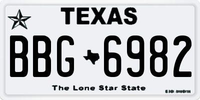 TX license plate BBG6982