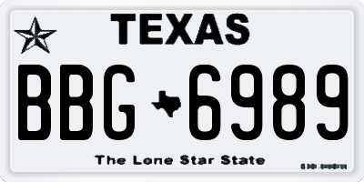 TX license plate BBG6989