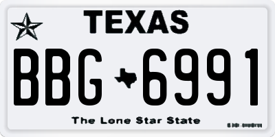 TX license plate BBG6991