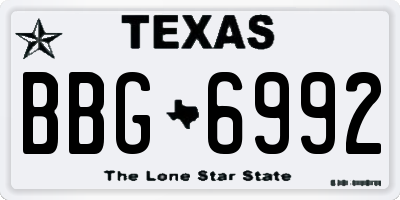 TX license plate BBG6992