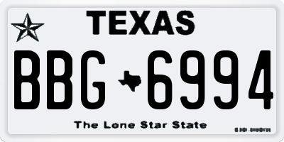 TX license plate BBG6994