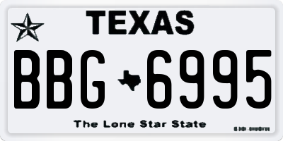 TX license plate BBG6995