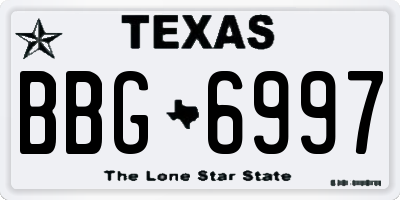 TX license plate BBG6997
