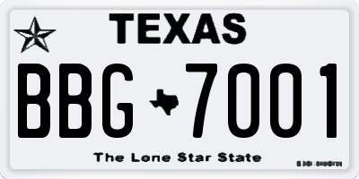 TX license plate BBG7001