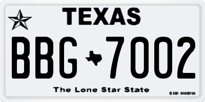 TX license plate BBG7002