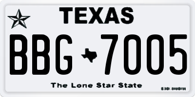 TX license plate BBG7005