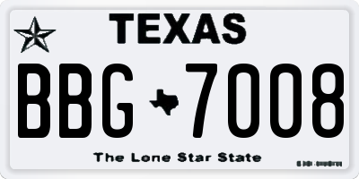TX license plate BBG7008