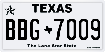 TX license plate BBG7009