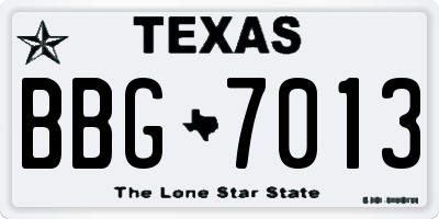 TX license plate BBG7013