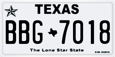 TX license plate BBG7018