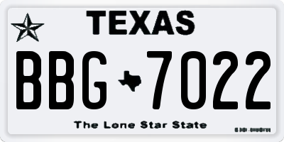 TX license plate BBG7022
