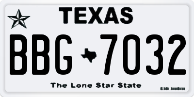 TX license plate BBG7032