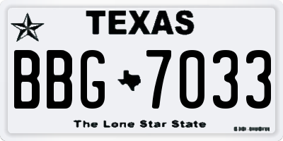 TX license plate BBG7033