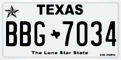 TX license plate BBG7034