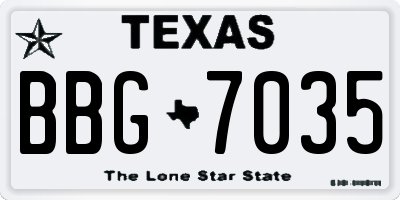 TX license plate BBG7035
