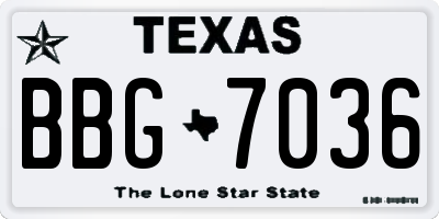 TX license plate BBG7036