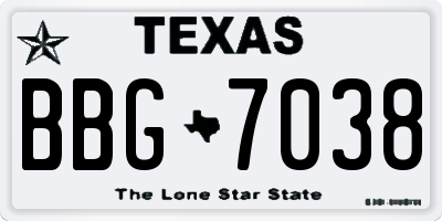 TX license plate BBG7038