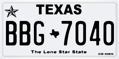 TX license plate BBG7040