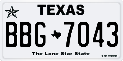 TX license plate BBG7043