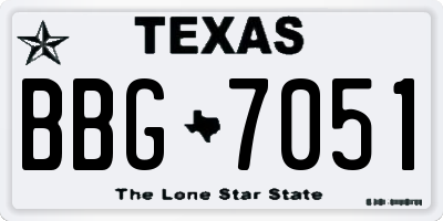 TX license plate BBG7051