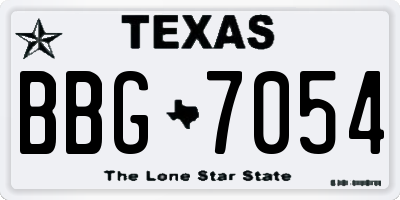 TX license plate BBG7054