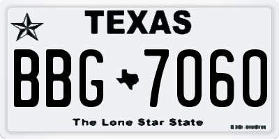 TX license plate BBG7060
