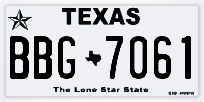 TX license plate BBG7061