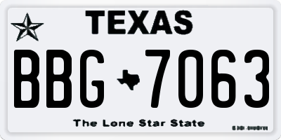 TX license plate BBG7063