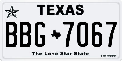 TX license plate BBG7067