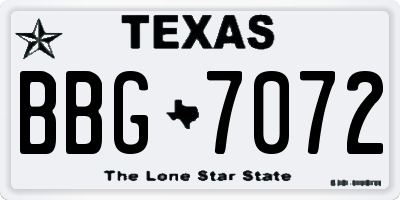 TX license plate BBG7072