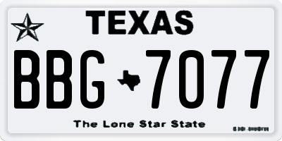 TX license plate BBG7077