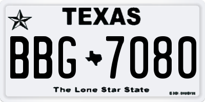 TX license plate BBG7080