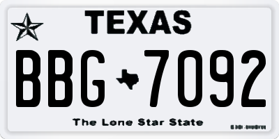 TX license plate BBG7092