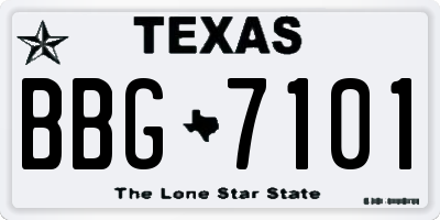 TX license plate BBG7101