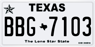 TX license plate BBG7103