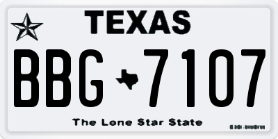 TX license plate BBG7107