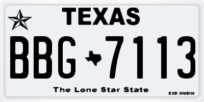 TX license plate BBG7113