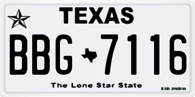 TX license plate BBG7116