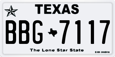 TX license plate BBG7117