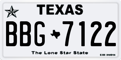 TX license plate BBG7122