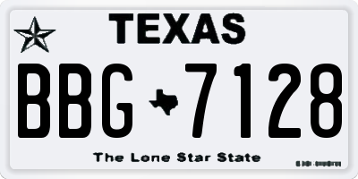 TX license plate BBG7128