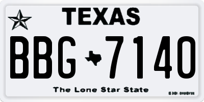TX license plate BBG7140