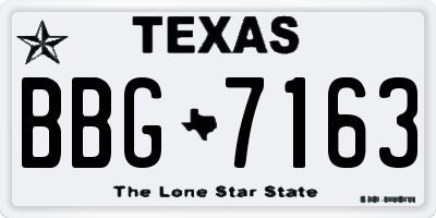 TX license plate BBG7163