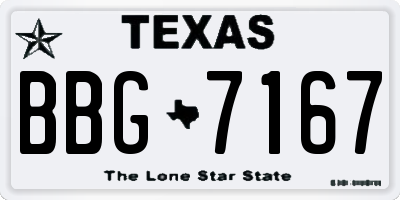 TX license plate BBG7167
