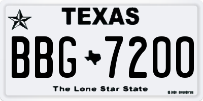 TX license plate BBG7200