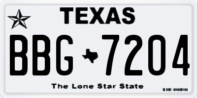 TX license plate BBG7204