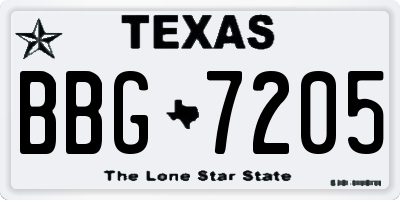 TX license plate BBG7205