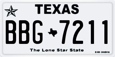 TX license plate BBG7211