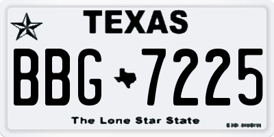 TX license plate BBG7225